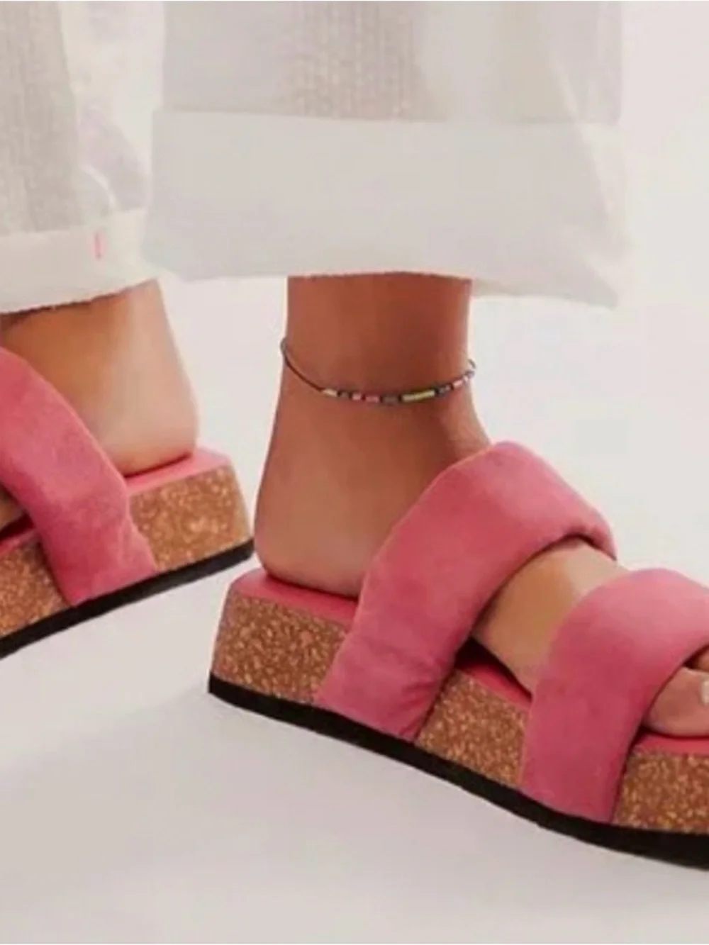 Free People Fairmont platform sandals-vibrant watermelon pink suede, nwot,sz 7.5
